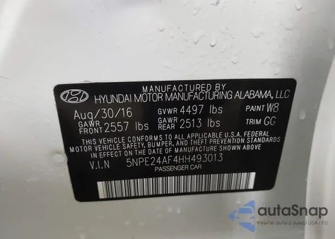 2017 Hyundai Sonata из США, поврежденный, VIN 5NPE24AF4HH493013